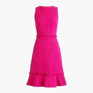 J Crew Fluted hem A-line dress in textured cotton tweed